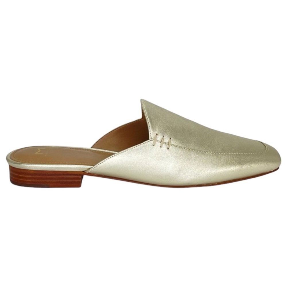 Marc Fisher LTD Pam Gold Leather Metallic Leather Womens Flat Mules Size 6M - Picture 3 of 16